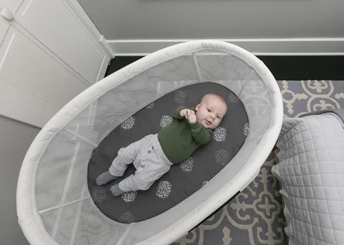 Vista 2 de 4moms MamaRoo Sleep - Sábanas para moisés y muebles, lavable a máquina y 100% algodón, color gris