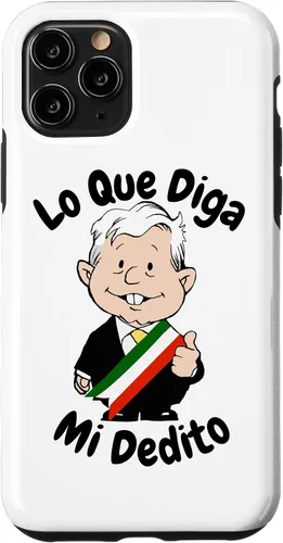 Vista 29 de Funda para iPhone 16 Lo Que Diga Mi Dedito Divertida Caricatura AMLO Amlito México 4T