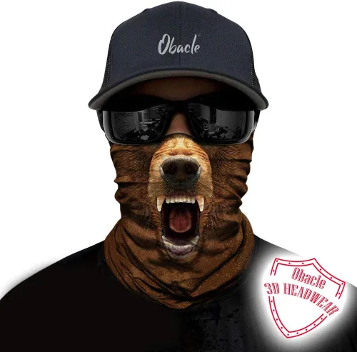 Vista 2 de Obacle - Máscara facial con diseño de animal y sin costuras para protección contra el sol, el polvo y el viento, bandana para hombres y mujeres