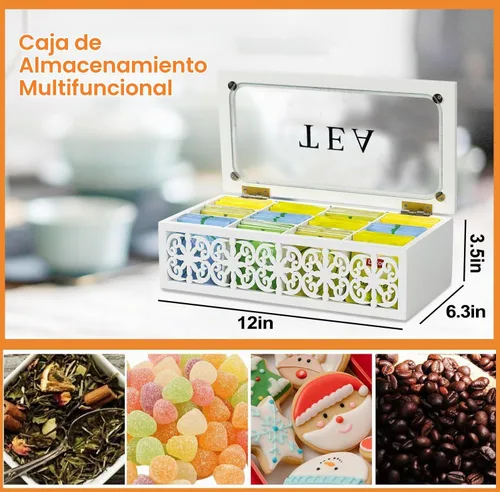 Vista 7 de Organizador de caja de té, almacenamiento de bolsas de té de Blanco