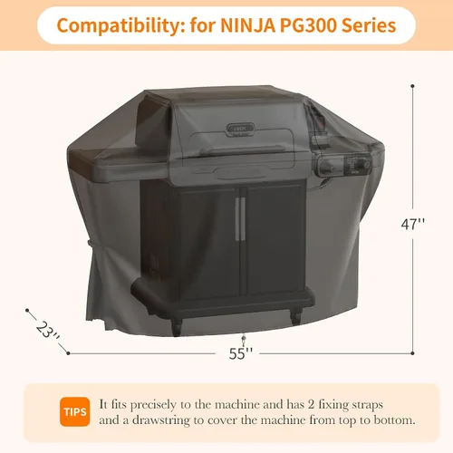 Vista 2 de SEAVERRS Funda protectora para parrilla Ninja PG301, para Ninja FlexFlame PG300 Series, protección integral, resistente al agua y a los rayos UV