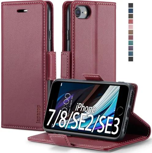 Vista 21 de japezop Funda tipo cartera compatible con iPhone Xs/iPhone X con tarjetero y bloqueo RFID, funda de cuero suave con soporte magnético y funda Negro