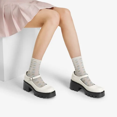 Vista 5 de DREAM PAIRS Zapatos Mary Janes para mujer, vestido de plataforma, tacón bajo, tacón grueso, punta redonda, correa de tobillo, zapatos Oxfords