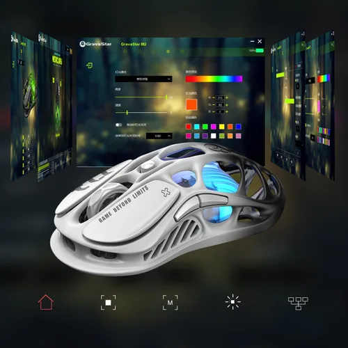 Vista 6 de GravaStar Mercury M1 Pro Gaming Mouse, aleación de magnesio ligera, 26,000 DPI, sensor PAW3395DM, 5 botones programables, soporte con cable2.4
