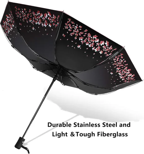 Vista 4 de Paraguas de lluvia plegable con apertura automática, para viajes, impermeable, para mujer, sombrilla automática.
