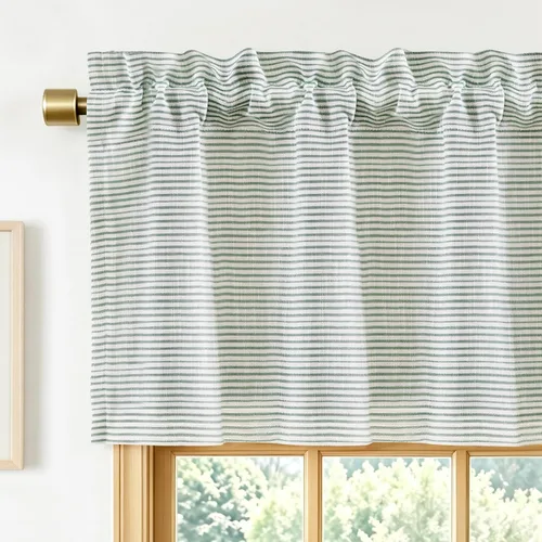 Vista 13 de DriftAway Briony - Cortina opaca con amarre para cocina, ajustable, diseño de globos, líneas texturizadas, estampadas, persianas romanas