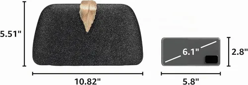 Vista 3 de Clutch Purses for Women, Formal Evening Handbags, White Clutch for Wedding 01-Negro
