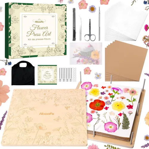 Vista 9 de Aboofx Creativity - Kit de arte de flores prensadas para niños, kit de prensa de flores pequeñas para manualidades de flores prensadas y prensado
