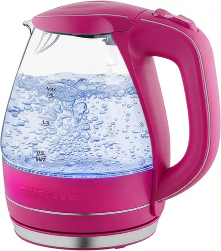 Vista 16 de OVENTE Hervidor Eléctrico, 1.5L de Vidrio de Borosilicato para Encimera, Calentador y Hervidor de Agua para Café o Té, Libre de BPA, Apagado Rosa