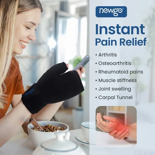 Vista 2 de NEWGO Guantes de hielo de mano para aliviar el dolor de muñeca y pulgar, terapia de calor y frío, envoltura de hielo para artritis, túnel carpiano