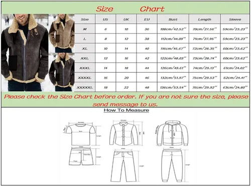 Vista 3 de Chaqueta de camionero para hombre, con forro polar, de piel sintética desgastada, talla grande, chaqueta Sherpa pesada