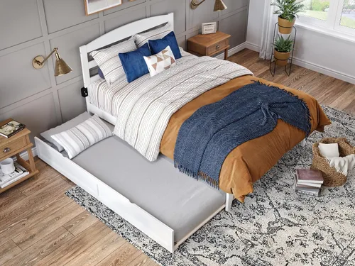 Vista 20 de AFI, Warren - Cama de plataforma matrimonial con cama nido individual, color espresso