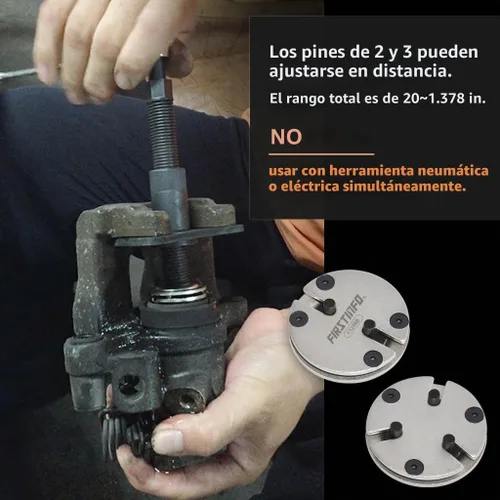 Vista 3 de FIRSTINFO F3298B - Pinza de freno de disco ajustable universal de 2 y 3 pines, herramienta de repuesto de pistón de pistón de retroceso, funciona