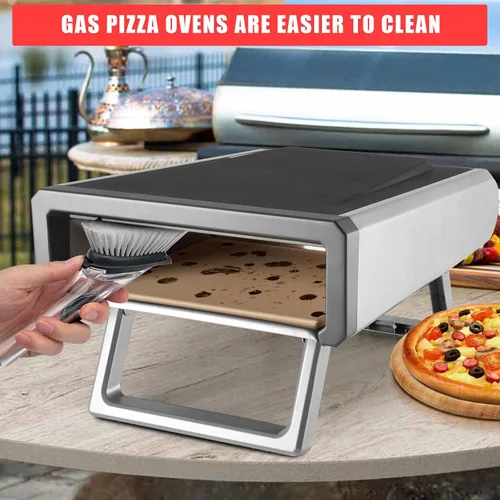 Vista 4 de Horno de pizza de gas portátil de 12 pulgadas para cocinar al aire libre, precalentamiento rápido de 950 °F en 15 minutos, incluye piedra para pizza