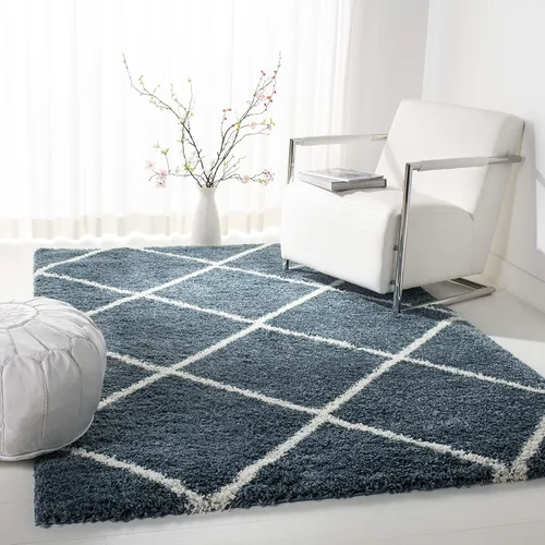 Vista 108 de SAFAVIEH Hudson Shag Collection - Alfombra decorativa de 2 x 3 pies, color beige y marfil, diseño moderno de enrejado, no desprende pelusa