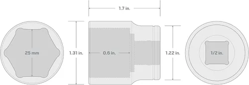 Vista 55 de TEKTON Llave de vaso poco profunda de 6 puntos de 1/2 pulgada de cuadradillo x 1-5/16 pulgadas SHD22033