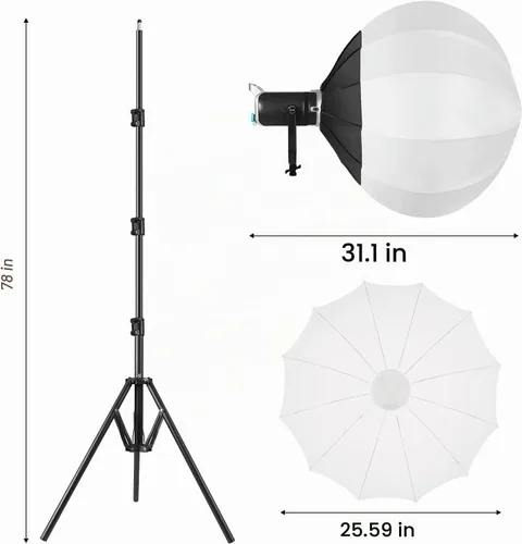 Vista 6 de GVM - Luz de video LED de 200 W con linterna Softbox, SD200D Kit de iluminación de estudio de fotografía con control Bluetooth/DMX, 93000lux@1.6 ft