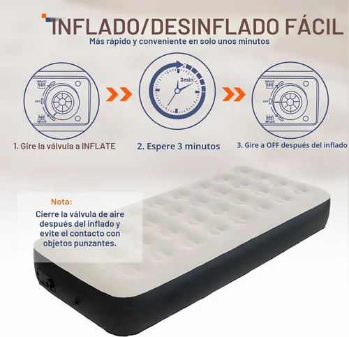 Vista 5 de Colchón de aire del tamaño gemelo con la bomba incorporada, colchón inflable de la cama inflable para acampar