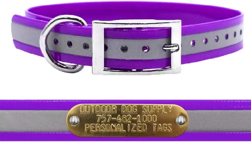 Vista 9 de Outdoor Dog Supply Collar de perro con anillo en D impermeable reflectante resistente de 1 pulgada para perros medianos y grandes con placa