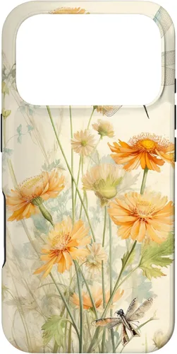 Vista 30 de Cute Vintage Illustration Daisy Flowers Dandelion Dragonfly Case for iPhone 17