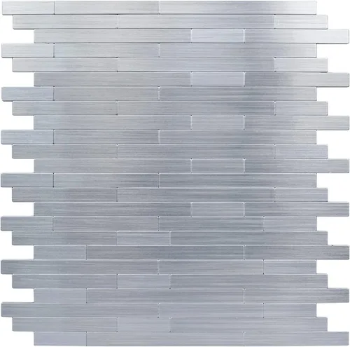Vista 9 de Protector contra salpicaduras de acero inoxidable hexagonal despegar y pegar, azulejos de pared autoadhesivos de aluminio despegar y pegar
