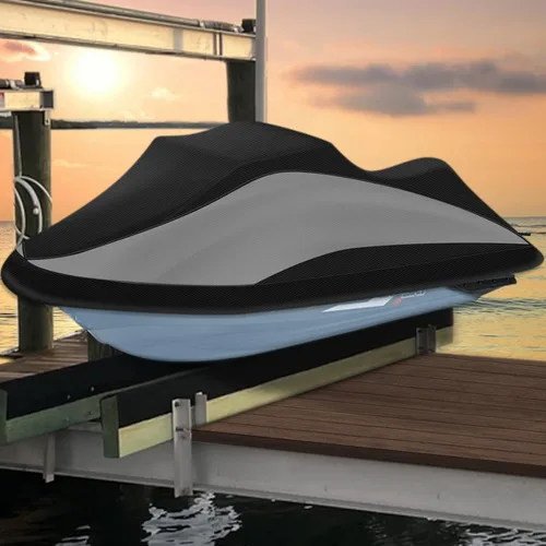Vista 7 de Funda para Jet Ski Remolcable, Cubierta PWC 300D Resistente al Agua de Servicio Pesado con Rejillas de Ventilación con Tira Reflectante, Se Adapta a