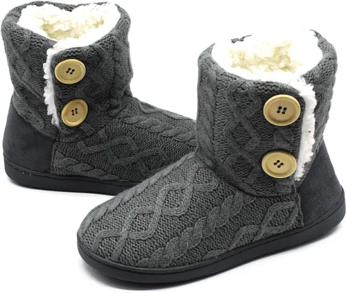 Vista 4 de ONCAI Pantuflas de punto cómodas para mujer, zapatos de invierno cálidos para interiores y exteriores