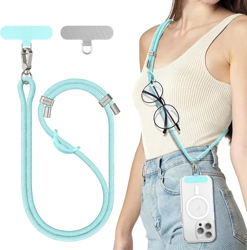 Vista 16 de SURPHY Cordón para teléfono, correa cruzada ajustable para teléfono con 2 pestañas de amarre para teléfono celular, hebillas de metal de alta