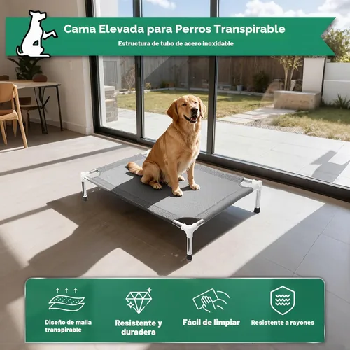 Vista 2 de Makerfire - Cama elevada para perros medianos, para interiores y exteriores, cama desmontable para mascotas con patas antideslizantes, algodón