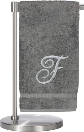 Vista 134 de Script R - Toalla de baño con monograma, regalo personalizado, 27 x 54 pulgadas, juego de 1 toalla bordada con texto dorado, 100% algodón turco Navy