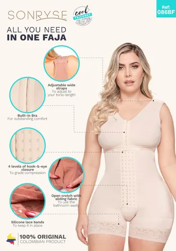 Vista 4 de Sonryse TR86BF Tummy Control Post Surgery Fajas Colombiana Levanta Cola Reductoras y Moldeadoras