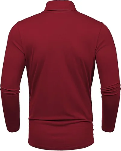 Vista 4 de Amussiar Camiseta de cuello alto para hombre, ajustada, manga larga, básica, térmica, casual