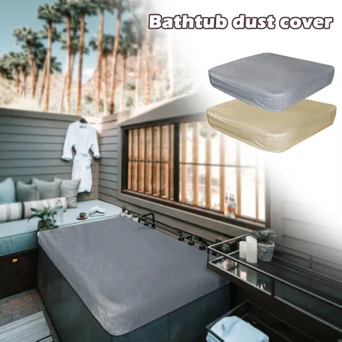 Vista 5 de Cubierta cuadrada para bañera de hidromasaje, resistente al agua, 210D, Oxford resistente a los rayos UV, protección contra la intemperie, para Negro