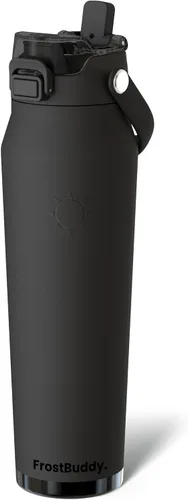 Vista 47 de Frost Buddy botella de agua aislada de 32 onzas con pajilla y tapa para beber Acero inoxidable a prueba de fugas 24 horas de frío Resistente
