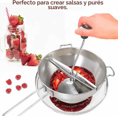 Vista 5 de Molinillo de alimentos con 3 discos de molienda, tazón y mango de fresado, molinillo de comida de acero inoxidable seguro, molinillo de alimentos