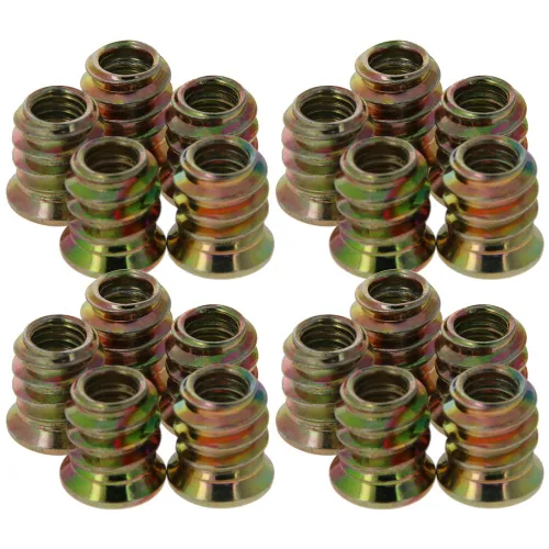 Vista 8 de MroMax 20 piezas de insertos de tuerca para muebles M6x10mm, acero al carbono, zincado, hexagonal interno, tornillo con brida, insertos de madera