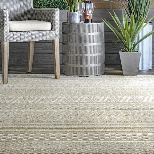 Vista 9 de nuLOOM Kamryn - Alfombra tribal texturizada para interiores y exteriores, 4 x 6 pies, beige, rectangular, 0.3 pulgadas de grosor Nuloom Kamryn