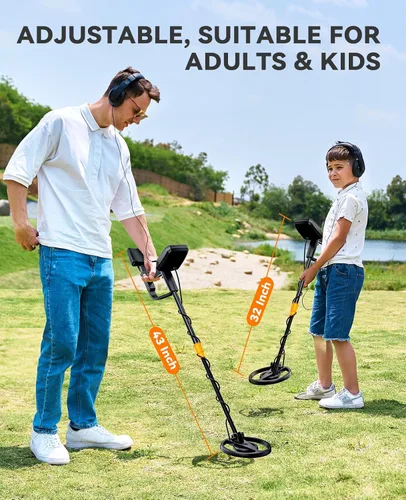 Vista 8 de SUNPOW Detector de metales para adultos y niños, fácil de usar y montar, ligero y divertido para actividades familiares, bobina impermeable de 8
