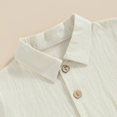 Vista 4 de Karuedoo Conjunto de 2 piezas de ropa de algodón y lino de manga corta con botones y pantalones cortos para el verano
