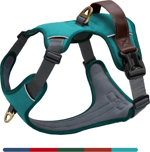 Vista 11 de Arnés para perro sin tirones de tamaño pequeño, elegante chaleco de piel sintética con asa de fácil control, clip frontal sin estrangulamiento con 2