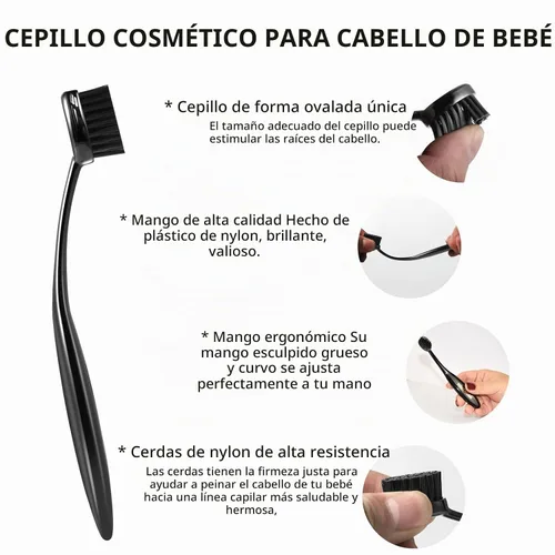 Vista 3 de Cepillo de precisión para cabello natural, control de bordes portátil y cepillo de cerdas