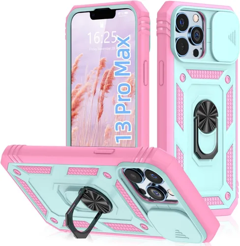Vista 29 de Korecase Diseño para iPhone 12 Pro Max Kickstand Funda con cubierta de cámara de grado militar Caída de doble capa de cuerpo completo Protección a