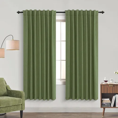 Vista 69 de KOUFALL - Cortinas de medio estilo francés de lino para ventana, juego de 2 cortinas cortas de 40 pulgadas de longitud, para privacidad, cortinas