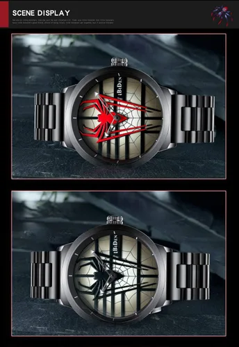 Vista 7 de Gosasa Reloj de pulsera de hombre araña de lujo de acero inoxidable para hombre
