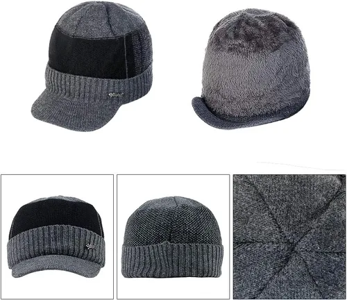 Vista 5 de Gorro de invierno para hombre con forro polar, con visera