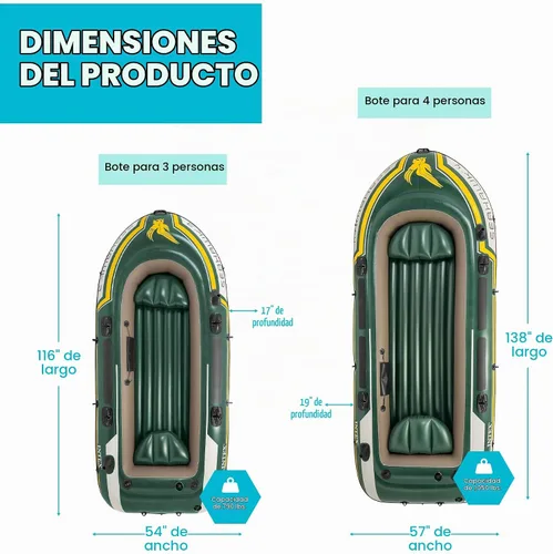 Vista 3 de INTEX 66332EP Seahawk 2 Juego de Bote Inflable: incluye remos de aluminio de lujo de 48 pulgadas y bomba de alto rendimiento, PVC superfuerte