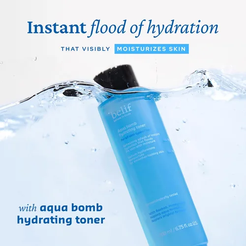 Vista 2 de belif Tónico hidratante de niacinamida: tóner refrescante ligero Aqua Bomb con ácido hialurónico, fórmula calmante y equilibrante, reparación