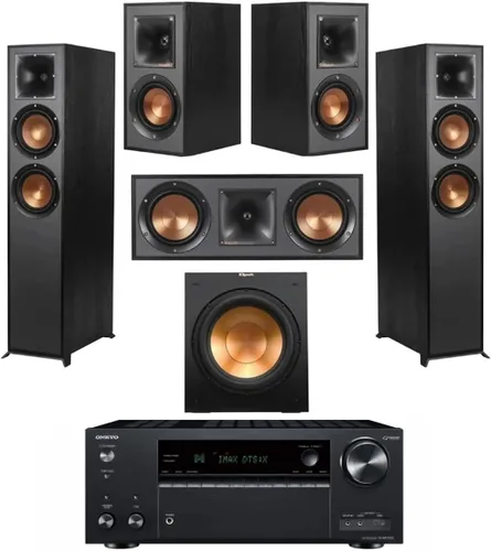 Vista 10 de Klipsch Reference 5.1 Sistema de cine en casa Dolby Atmos con altavoces R-625FA de pie, centro R-52C, envolvente R-41M y subwoofer alimentado R-12SW