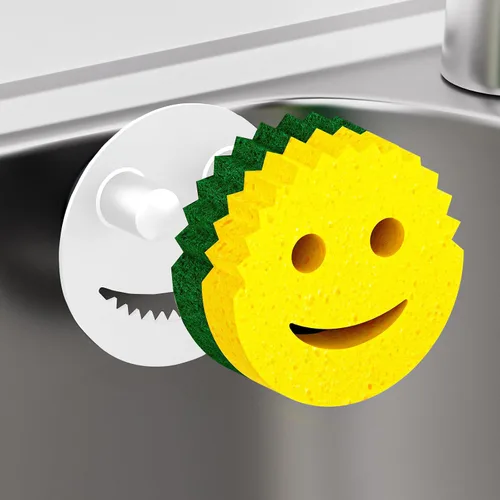 Vista 11 de Kontoyo - Soporte de esponja para fregadero de cocina, organizador de lavabo con instalación de ventosa para cocina/baño, autodrenaje, organizador