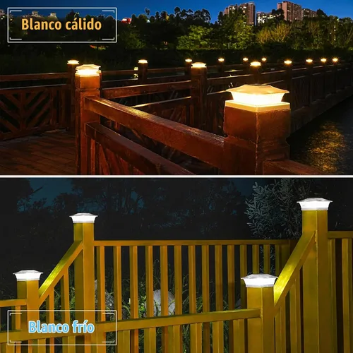 Vista 3 de VOLISUN - Faroles solares para postes de 4x4/6x6, para cercas de madera/vinilo, para patio/jardín, blanco cálido con 2 modos de iluminación